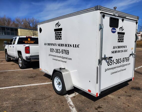 Image showing the company truck and trailer for JJ Chimney Services
